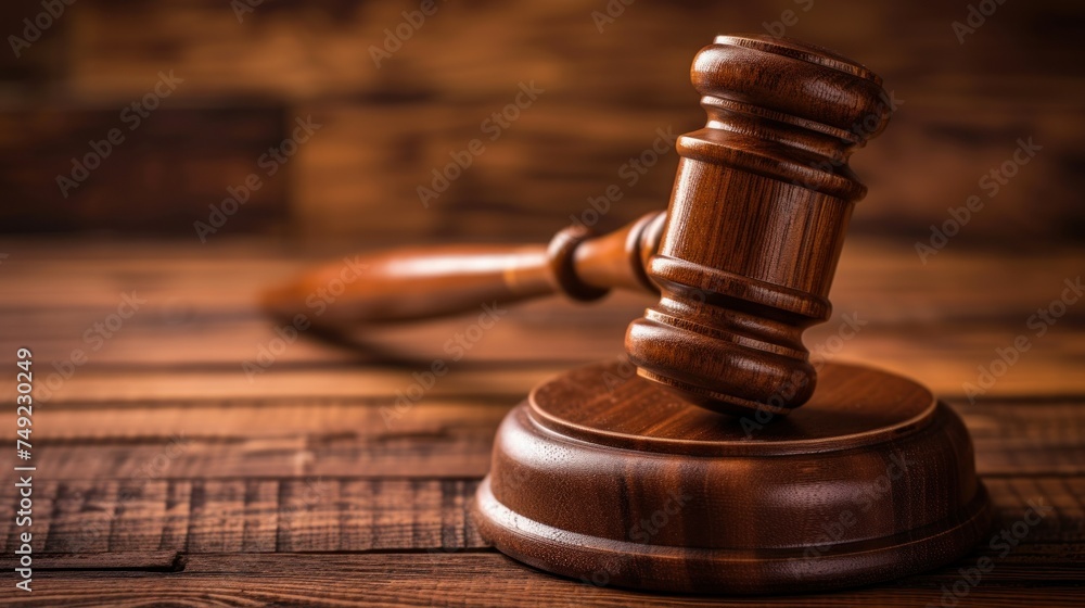 brown gavel on the table on a brown background brown gavel on the table on a brown background