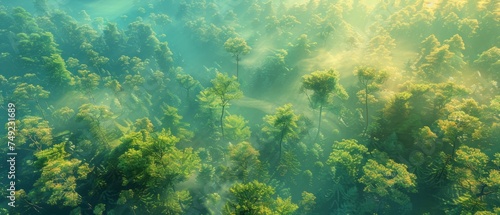 Lush Green Forest Teeming With Trees