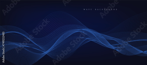 Abstract blue vector background with blue wavy lines.