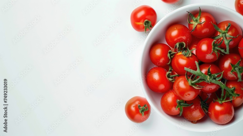 tomato in bowl on white background. generative ai tomato in bowl on white background. generative ai