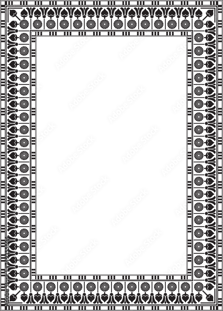 Vector monochrome black square Egyptian ornament. Endless Rectangle, Ring of Ancient Egypt. Geometric African frame..