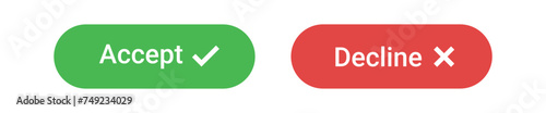 accept and decline, reject button isolated on a white background