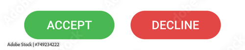 accept and reject, decline button isolated on a white background