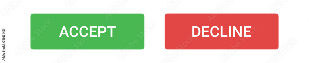 accept and decline, reject button isolated on a white background accept and decline, reject button isolated on a white background