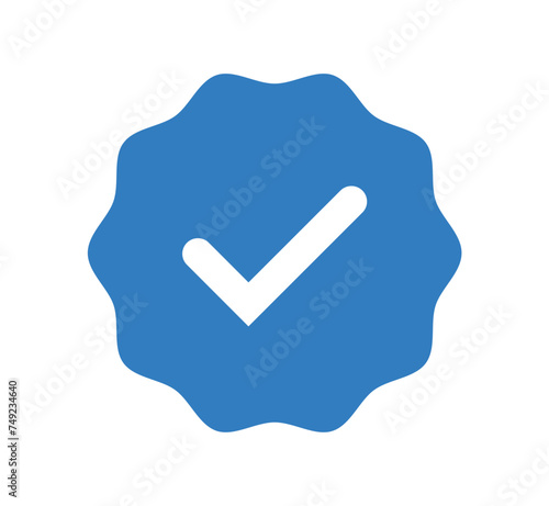 blue tick, check, ok, yes accept icon isolated on white background