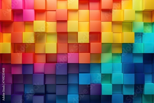 Vibrant  multicolored squares arranged in a gradient pattern 