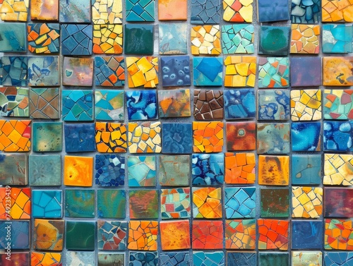 Colorful Ceramic Mosaic Tiles in Abstract Design. 