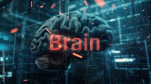 Brain technology with edge computer concept with text