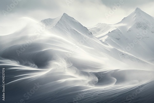 Wind-whipped snow on a mountain ridge 
