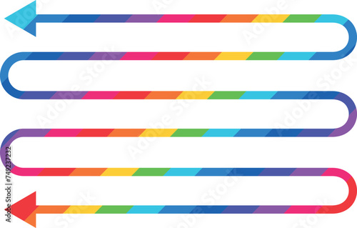 colored thick arrows in lgbt style. Яркие горизонтальные стрелки в виде змейки