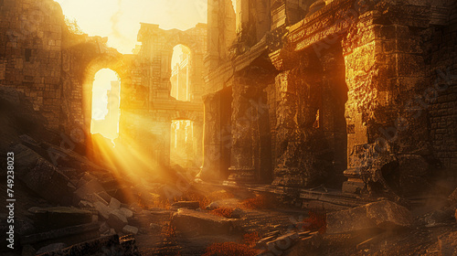 Ancient Ruins Glowing in Golden Light photo
