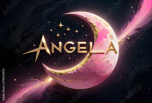 Angela name 3d text design photo