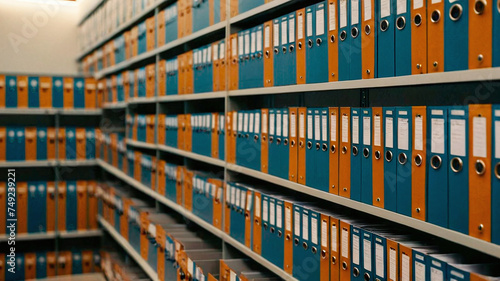 Row of office binders in a row, shallow depth of field