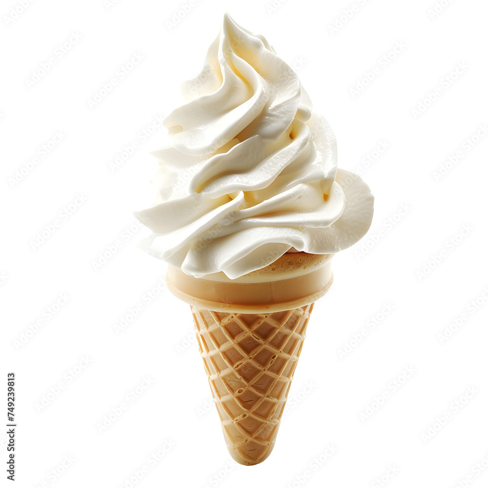 Ice cream in a waffle cone, isolated on Transparent Background. Ai generated  PNG