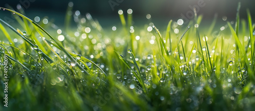 fresh grass with dew drops