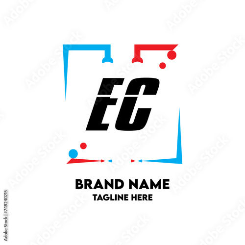 EC Square Framed Letter Logo Design Vector