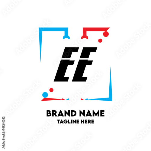 EE Square Framed Letter Logo Design Vector