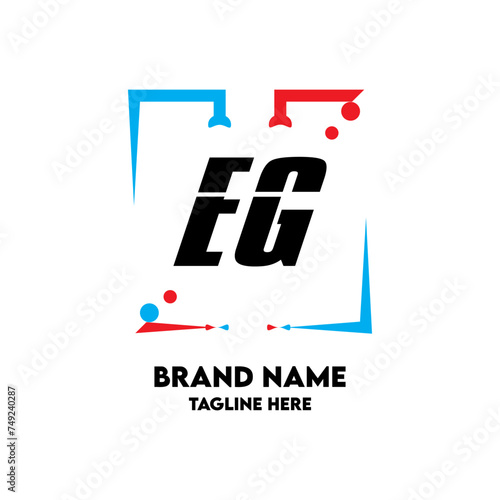 EG Square Framed Letter Logo Design Vector