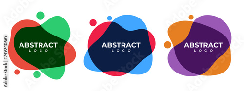 Set of Simple Fluid Liquid Blob abstract Logo badges, Flat Design Style