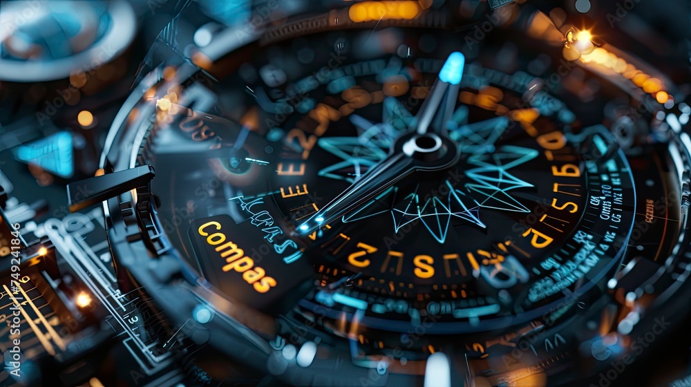 Fototapeta premium Compass technoloy style with text