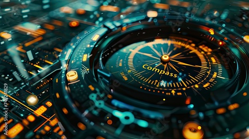 Wallpaper Mural Compass technoloy style with text Torontodigital.ca