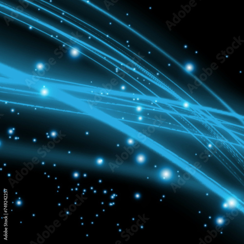Abstract glittering sparkling blue waves border background. Vector illustration