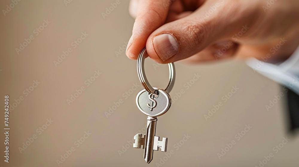 Businessman Holding Key with Dollar Sign Keychain Businessman Holding Key with Dollar Sign Keychain