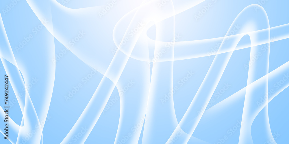Glowing waves and clear curves, light blue background, energy lines pattern, business or technology design template. Web banner, cover, brochure.