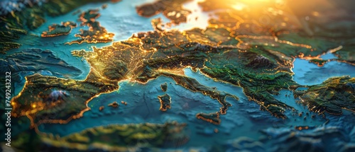 Close Up of a Map of Europe