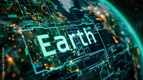 Earth future technoloy with text