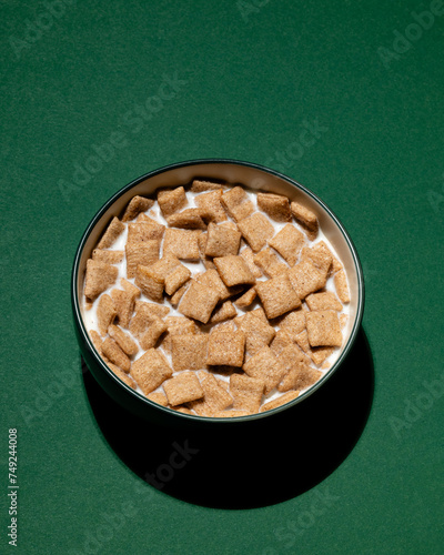 Bowl of cinnamone cereal, breakfast cereal photo