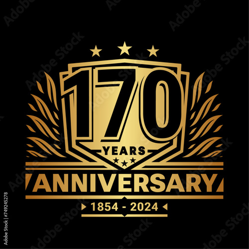 170 years anniversary celebration shield design template. 170th anniversary logo. Vector and illustration.