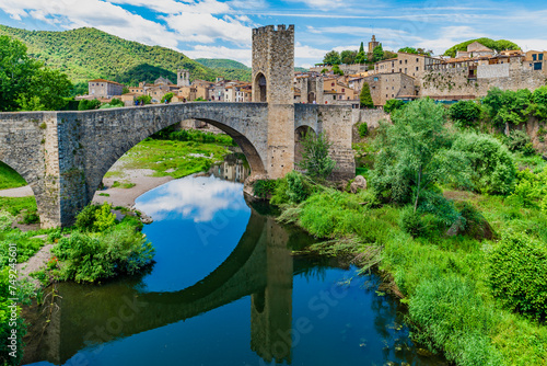 Beautiful views of the stunning city of Besalu  in Catalonia  Spain