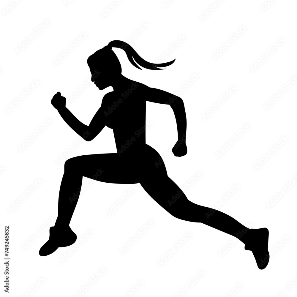 silhouette woman, girl running on a white background vector