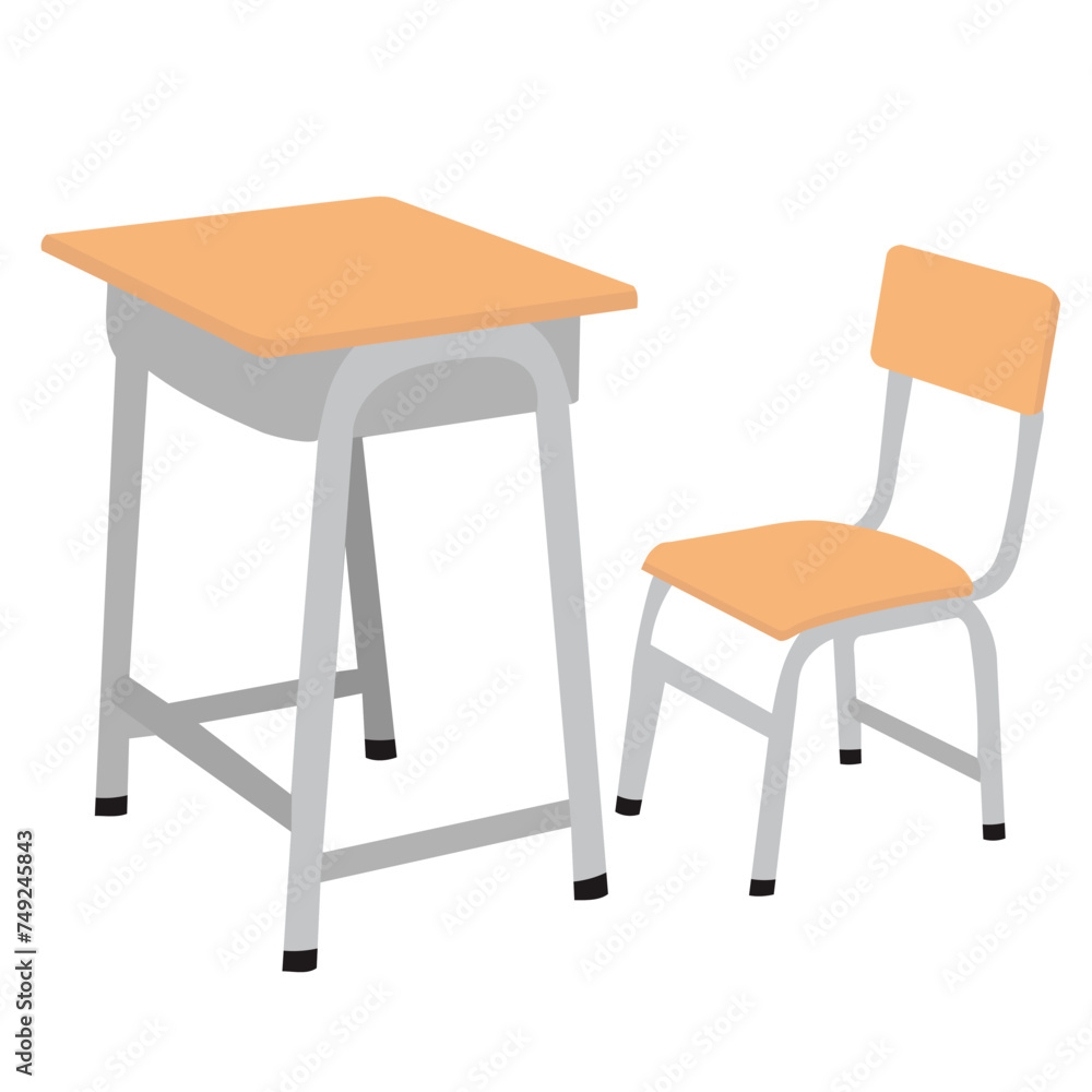 desk and chair in flat style, on white background vector desk and chair in flat style, on white background vector
