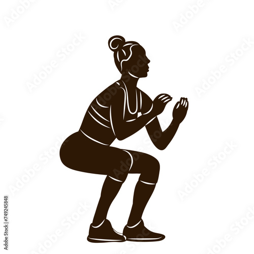 silhouette woman, girl squats on a white background vector