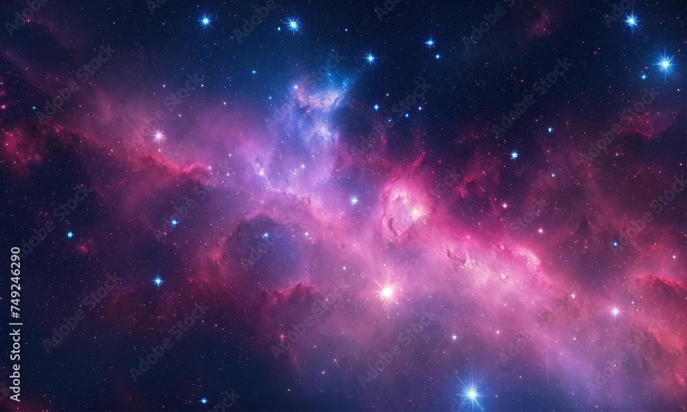 pink nebula with stars, space photography