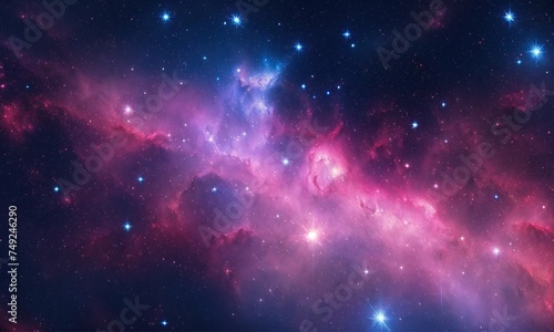 pink nebula with stars  space photography