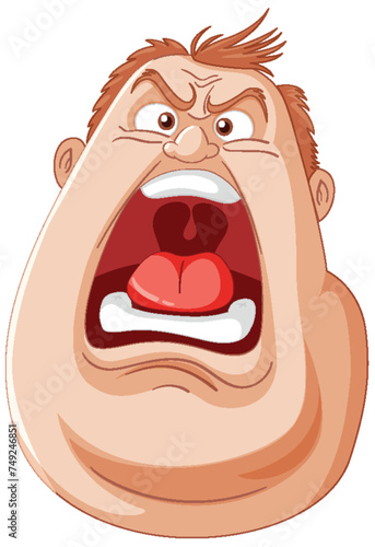 Cartoon of a man yelling with a furious expression