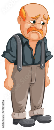Illustration of a sad, elderly man standing alone.
