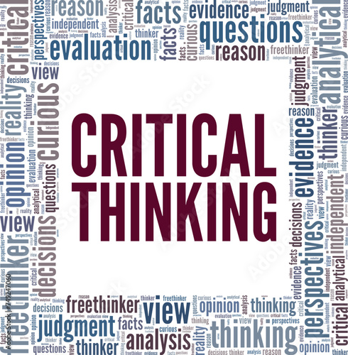 Critical Thinking word cloud conceptual design isolated on white background.