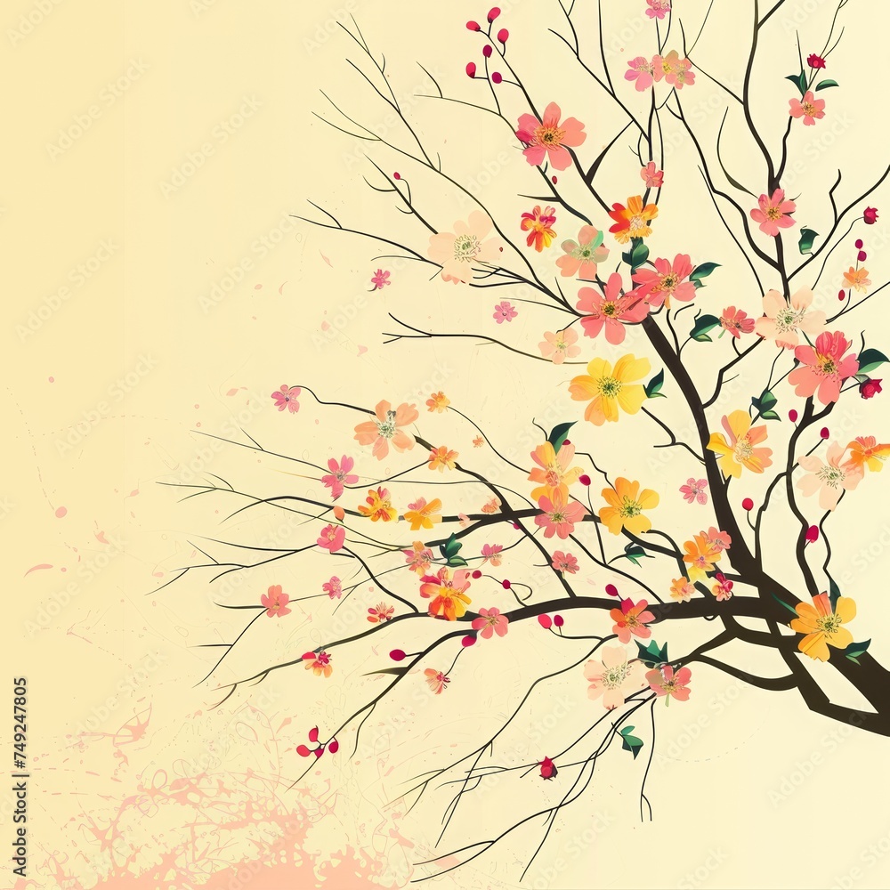 Floral branch spring background. spring background with flowers
