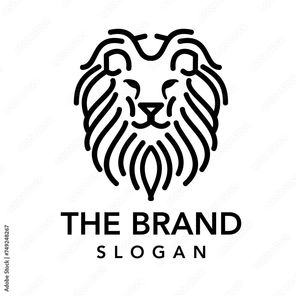 Obraz premium Logo Lion head vector icon illustration line art