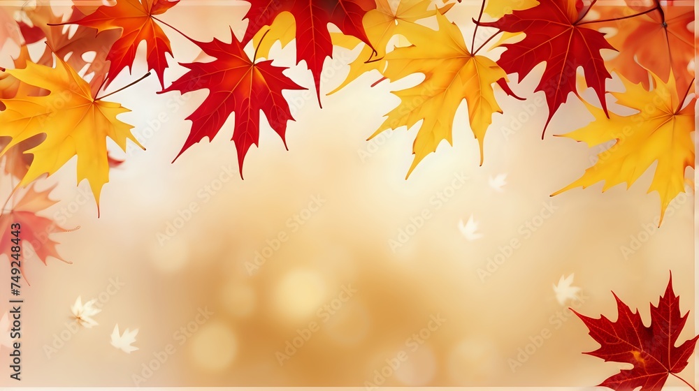 an elegant web banner featuring a background of red and yellow maple leaves bathed in soft light, conveying warm wishes for the approaching end of the year.
