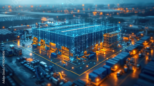 Modern Warehouse Building Structure with AI Technology 