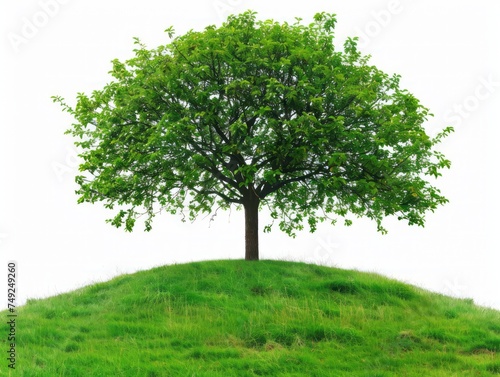 Tree Standing on Grassy Hill