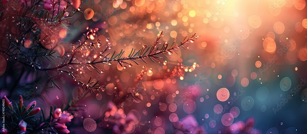 This photo shows a tree branch covered in water droplets, creating a blurry effect. The droplets appear delicate and high resolution, enhancing the beauty of nature. This photo shows a tree branch covered in water droplets, creating a blurry effect. The droplets appear delicate and high resolution, enhancing the beauty of nature.
