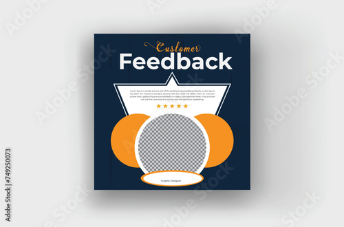Customer feedback social media post or Clients, testimonials template design. service feedback review poster banner 