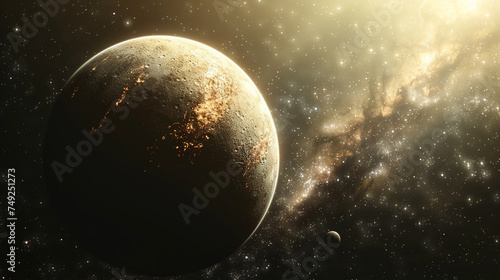An elegant quaint object orbiting a planet captured in a stunning closeup