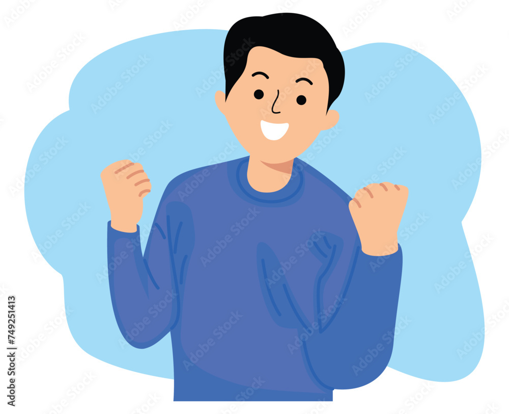 man very happy and excited doing winner gesture with arms raised for success celebration man very happy and excited doing winner gesture with arms raised for success celebration
